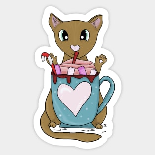 Hot chocolate cat Sticker